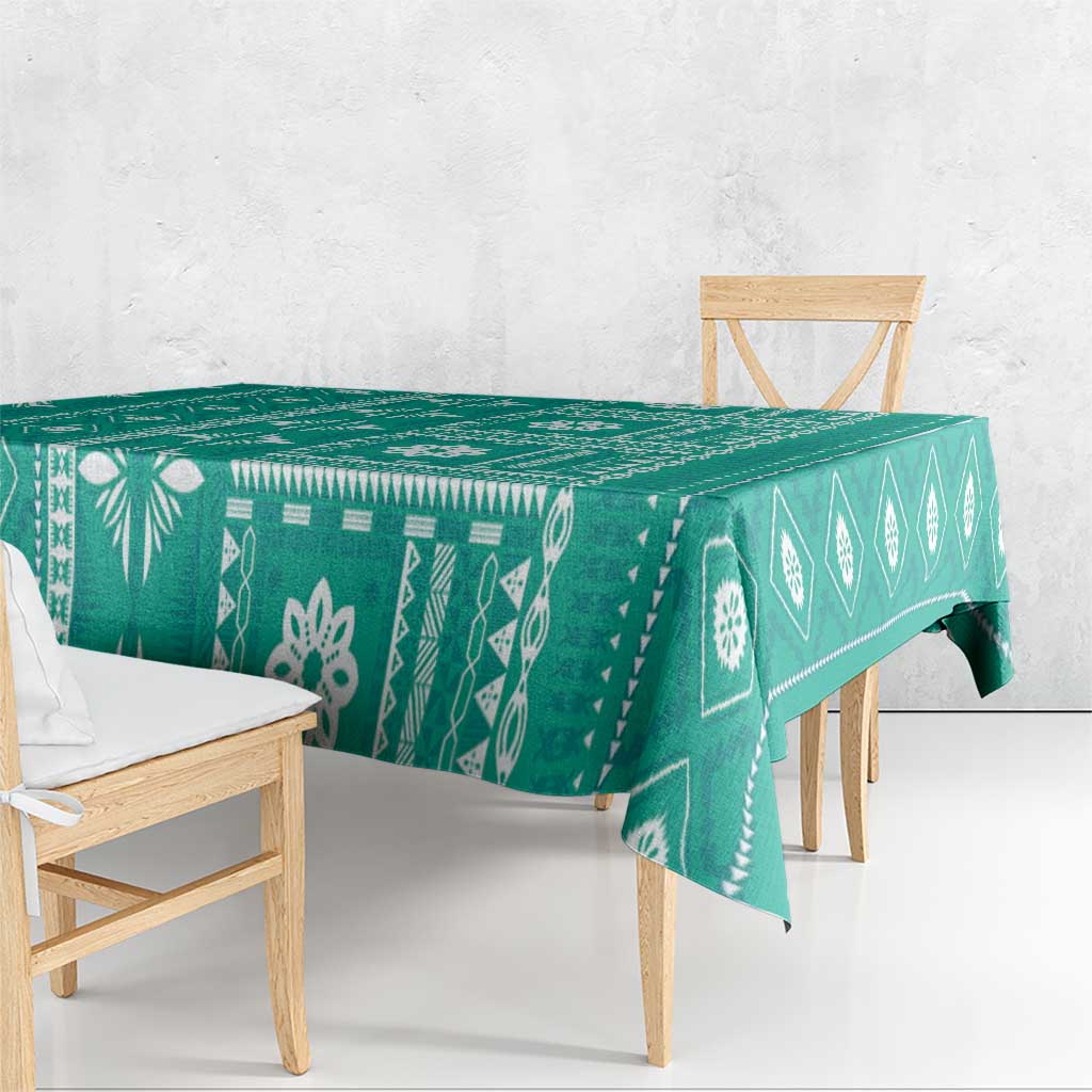 Fiji Masi All Teal Tablecloth Tapa Pattern LT01 - Polynesian Pride