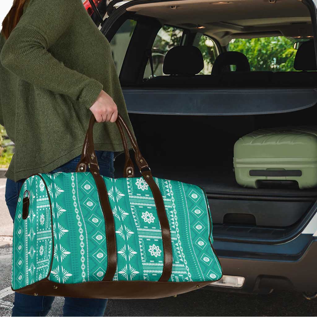Fiji Masi All Teal Travel Bag Tapa Pattern - Polynesian Pride