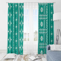 Fiji Masi All Teal Window Curtain Tapa Pattern - Polynesian Pride