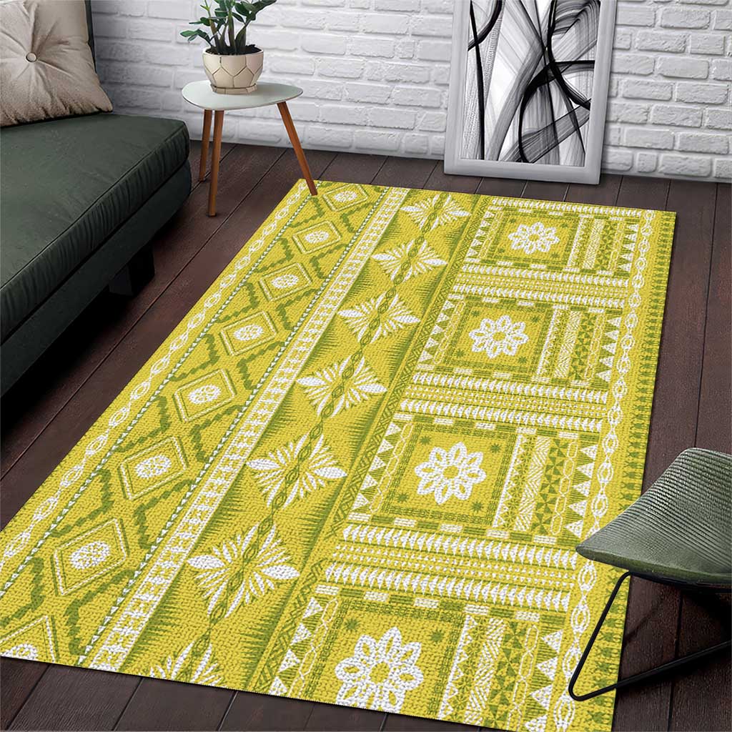 Fiji Masi All Yellow Area Rug Tapa Pattern LT01 Yellow - Polynesian Pride