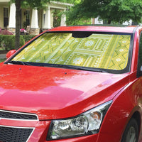 Fiji Masi All Yellow Auto Sun Shade Tapa Pattern - Polynesian Pride