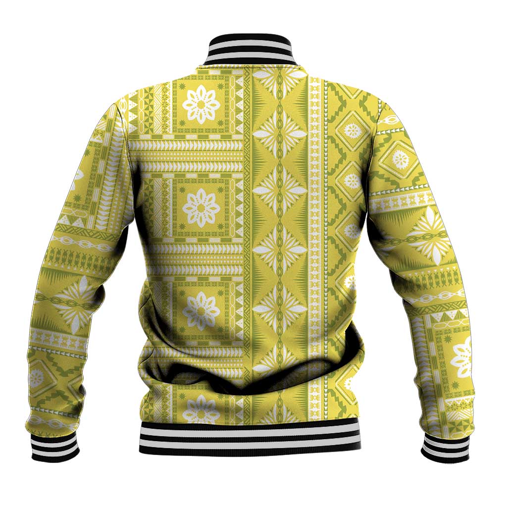 Fiji Masi All Yellow Baseball Jacket Tapa Pattern - Polynesian Pride