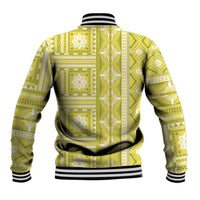 Fiji Masi All Yellow Baseball Jacket Tapa Pattern - Polynesian Pride