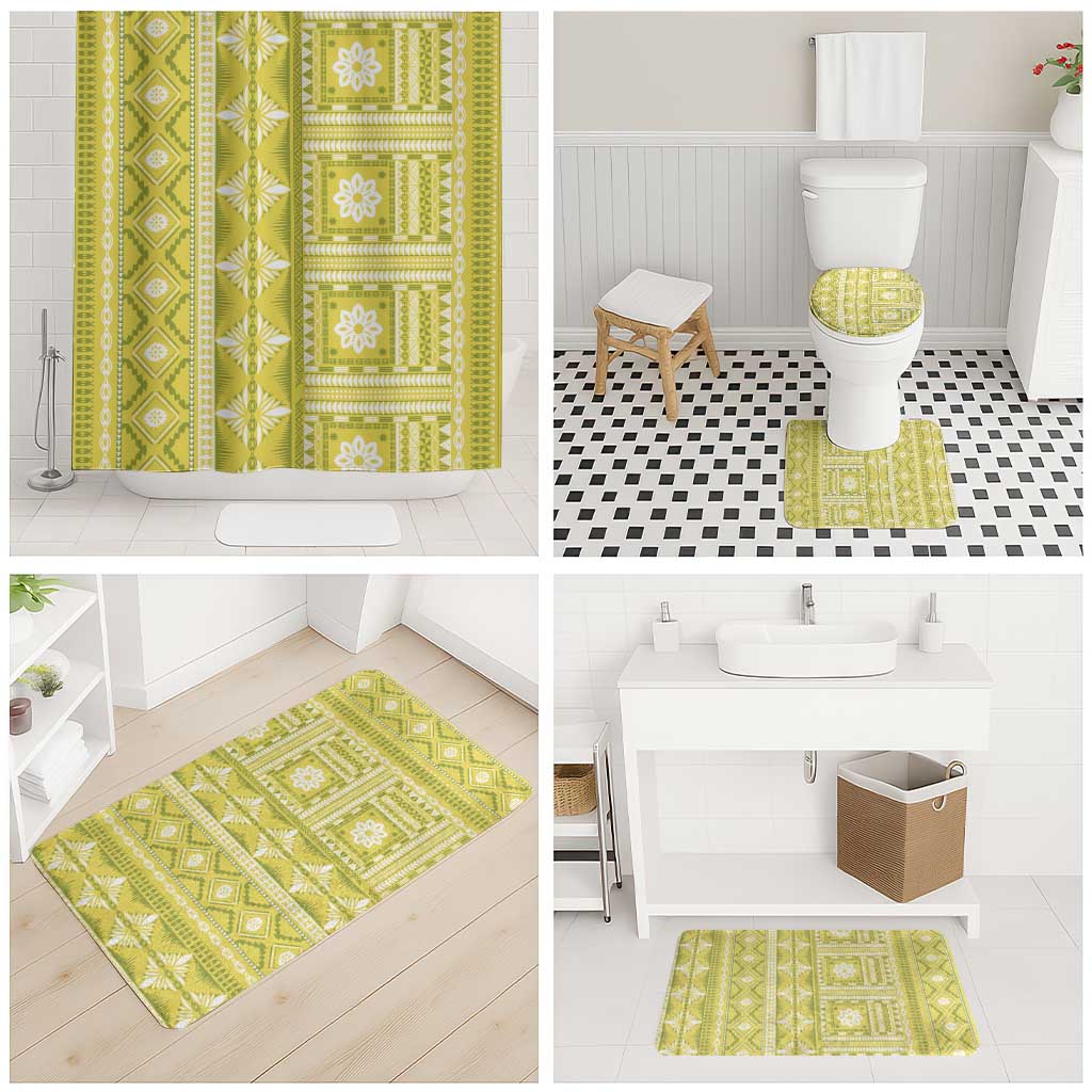 Fiji Masi All Yellow Bathroom Set Tapa Pattern - Polynesian Pride