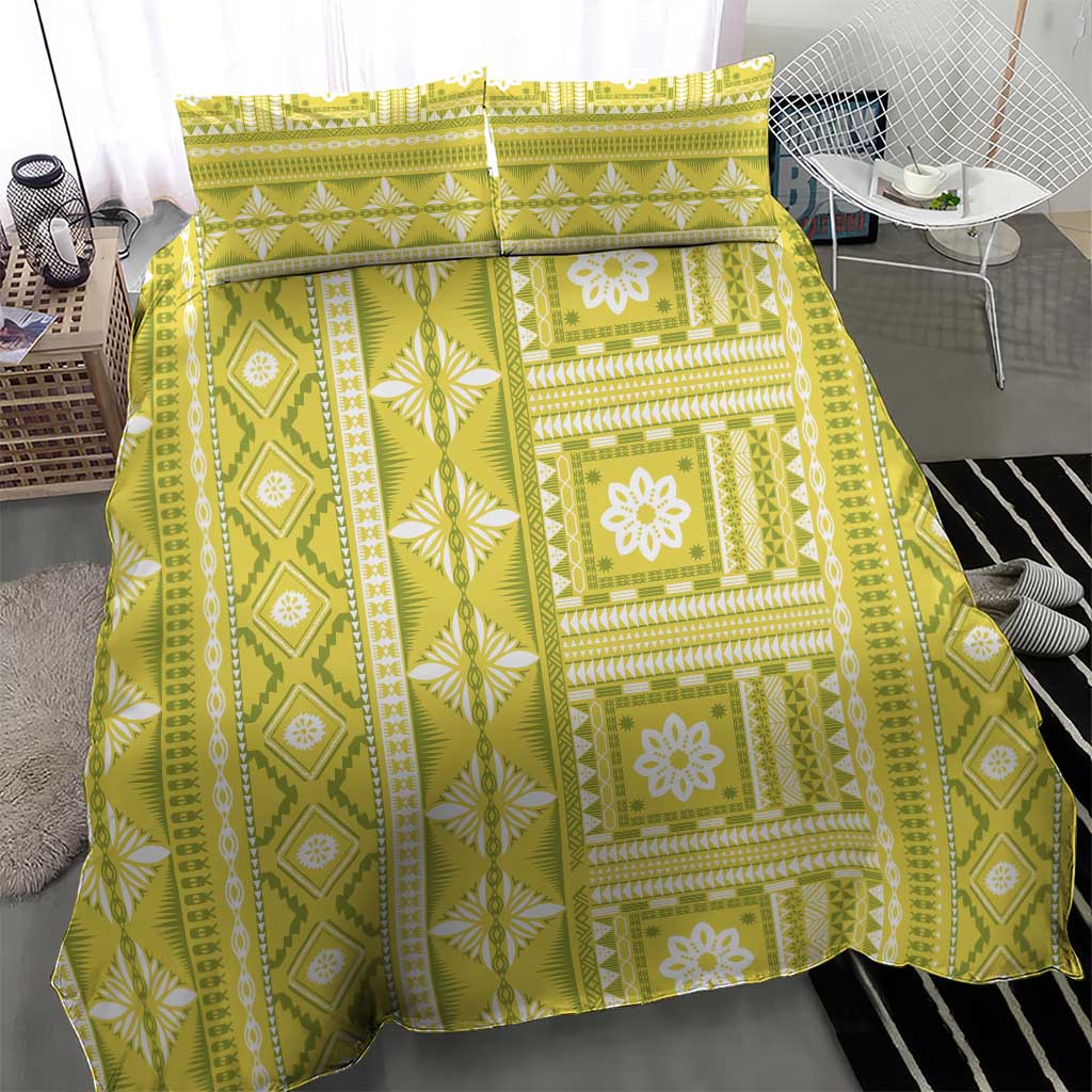 Fiji Masi All Yellow Bedding Set Tapa Pattern - Polynesian Pride