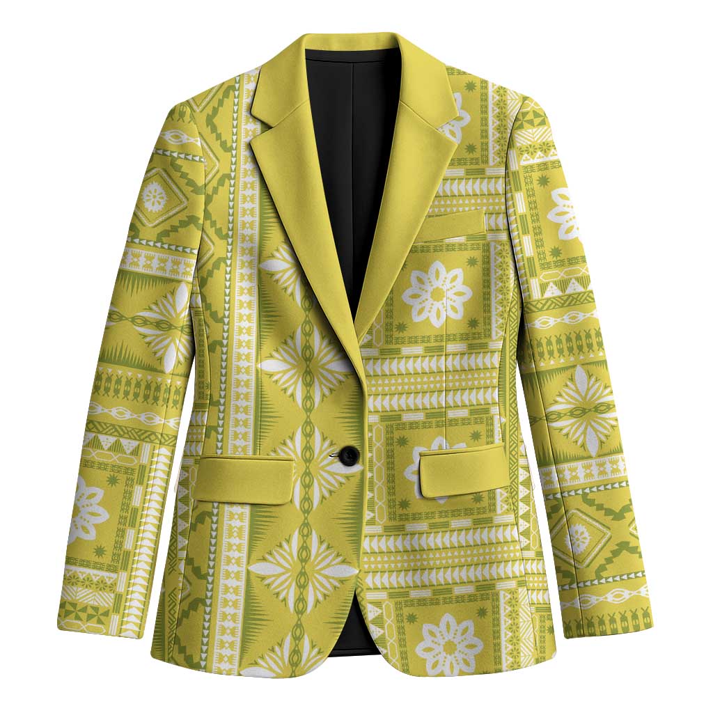 Fiji Masi All Yellow Blazer Tapa Pattern LT01 Unisex Yellow - Polynesian Pride