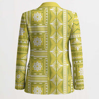 Fiji Masi All Yellow Blazer Tapa Pattern LT01 - Polynesian Pride