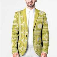 Fiji Masi All Yellow Blazer Tapa Pattern LT01 - Polynesian Pride