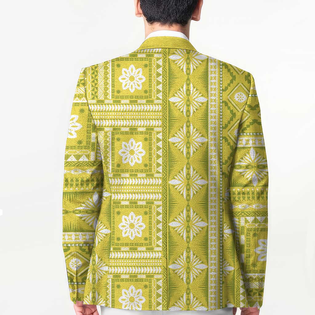 Fiji Masi All Yellow Blazer Tapa Pattern LT01 - Polynesian Pride