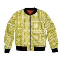 Fiji Masi All Yellow Bomber Jacket Tapa Pattern LT01 Unisex Yellow - Polynesian Pride