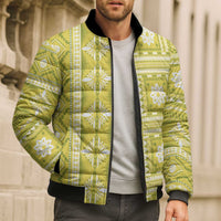 Fiji Masi All Yellow Bomber Puffer Jacket Tapa Pattern - Polynesian Pride