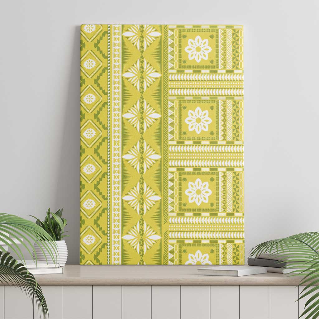 Fiji Masi All Yellow Canvas Wall Art Tapa Pattern - Polynesian Pride