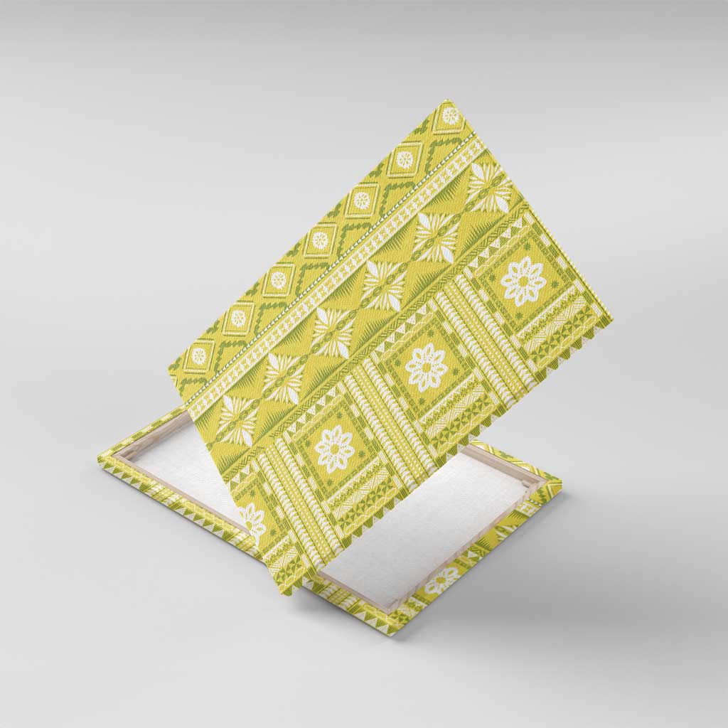 Fiji Masi All Yellow Canvas Wall Art Tapa Pattern - Polynesian Pride
