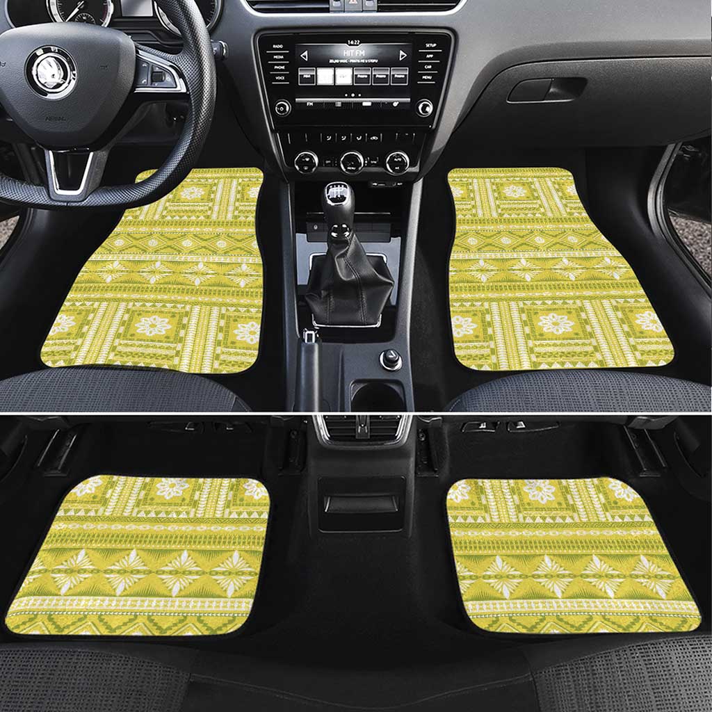 Fiji Masi All Yellow Car Mats Tapa Pattern LT01 Set 4pcs Yellow - Polynesian Pride