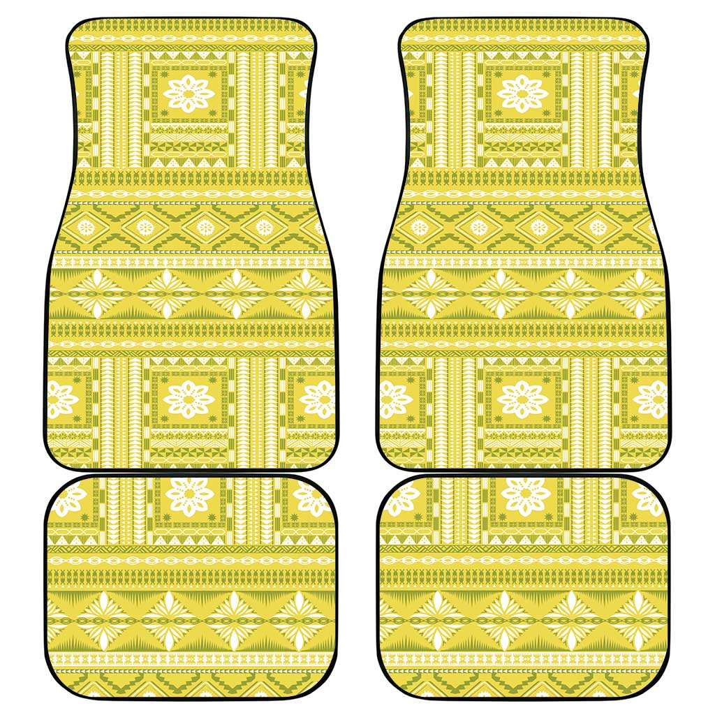 Fiji Masi All Yellow Car Mats Tapa Pattern LT01 - Polynesian Pride