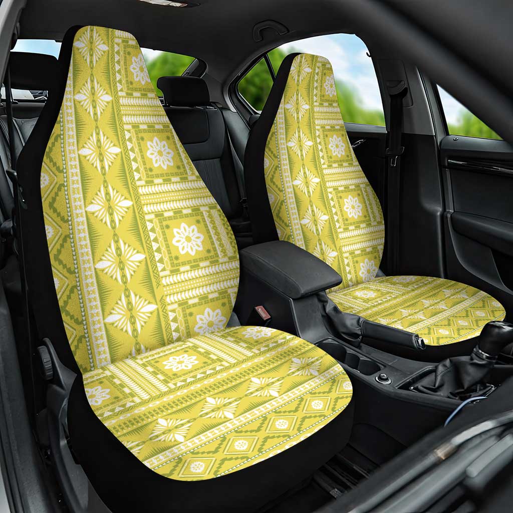 Fiji Masi All Yellow Car Seat Cover Tapa Pattern - Polynesian Pride