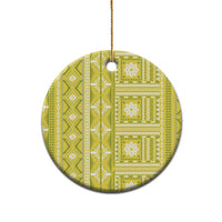 Fiji Masi All Yellow Ceramic Ornament Tapa Pattern LT01 - Polynesian Pride
