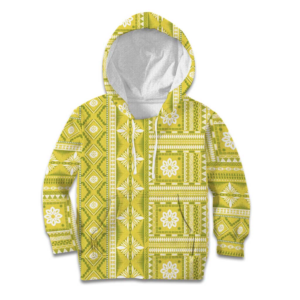 Fiji Masi All Yellow Kid Hoodie Tapa Pattern - Polynesian Pride