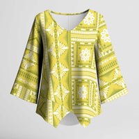 Fiji Masi All Yellow Kimono Sleeve Blouse Tapa Pattern - Polynesian Pride