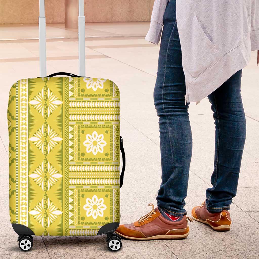 Fiji Masi All Yellow Luggage Cover Tapa Pattern LT01 Yellow - Polynesian Pride