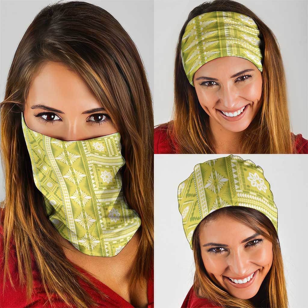 Fiji Masi All Yellow Neck Gaiter Tapa Pattern LT01 - Polynesian Pride