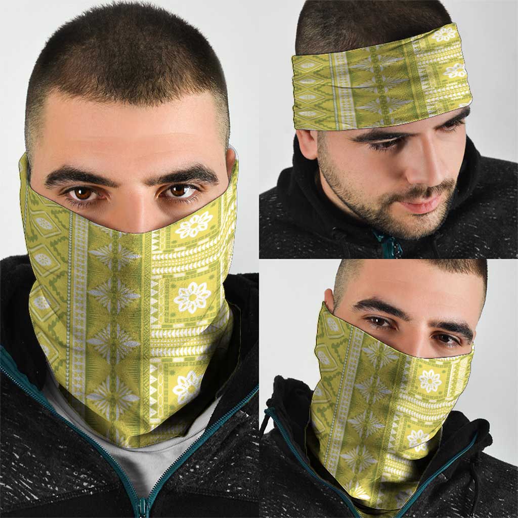 Fiji Masi All Yellow Neck Gaiter Tapa Pattern LT01 - Polynesian Pride