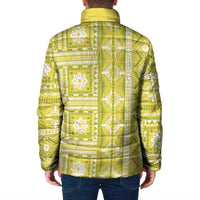 Fiji Masi All Yellow Padded Jacket Tapa Pattern - Polynesian Pride