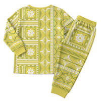 Fiji Masi All Yellow Christmas Pajama Set Tapa Pattern - Polynesian Pride