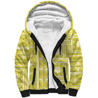 Fiji Masi All Yellow Sherpa Hoodie Tapa Pattern LT01 Unisex Yellow - Polynesian Pride
