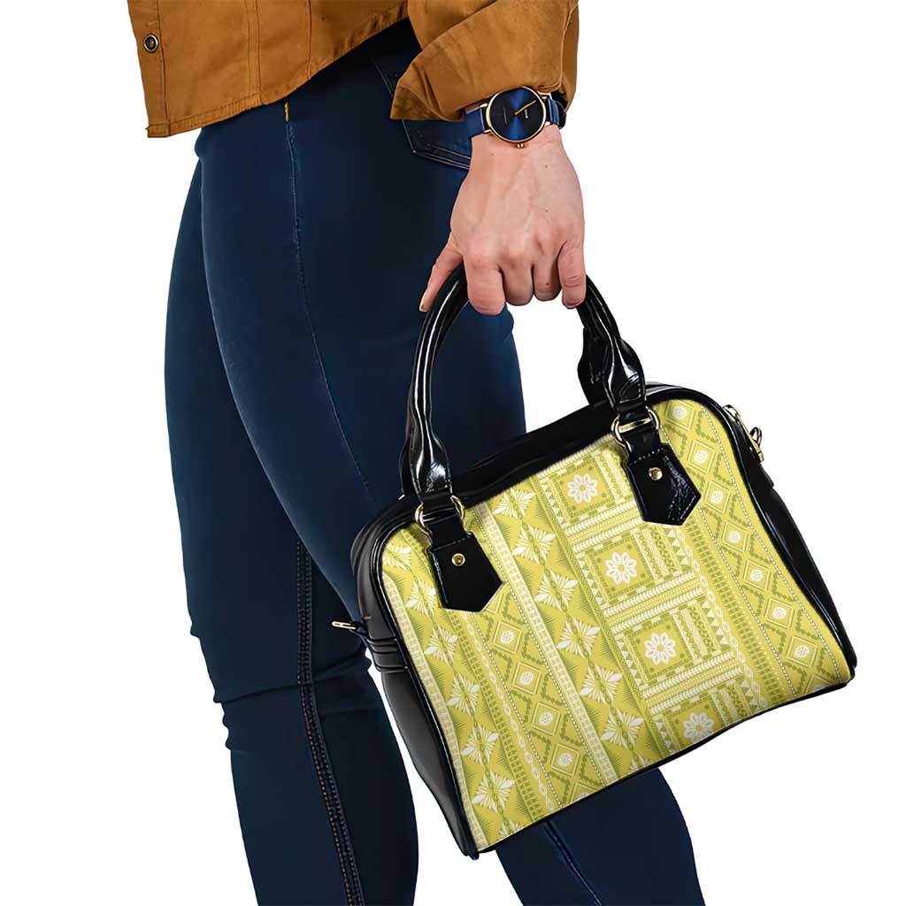 Fiji Masi All Yellow Shoulder Handbag Tapa Pattern LT01 - Polynesian Pride