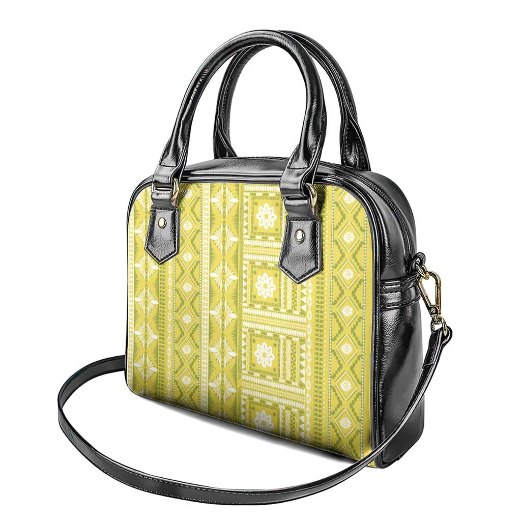 Fiji Masi All Yellow Shoulder Handbag Tapa Pattern LT01 - Polynesian Pride