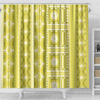 Fiji Masi All Yellow Shower Curtain Tapa Pattern LT01 - Polynesian Pride