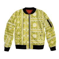 Fiji Masi All Yellow Sleeve Zip Bomber Jacket Tapa Pattern LT01 Unisex Yellow - Polynesian Pride