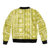 Fiji Masi All Yellow Sleeve Zip Bomber Jacket Tapa Pattern LT01 - Polynesian Pride