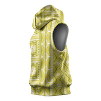 Fiji Masi All Yellow Sleeveless Hoodie Tapa Pattern - Polynesian Pride