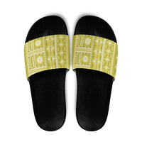 Fiji Masi All Yellow Slide Sandals Tapa Pattern LT01 Yellow - Polynesian Pride