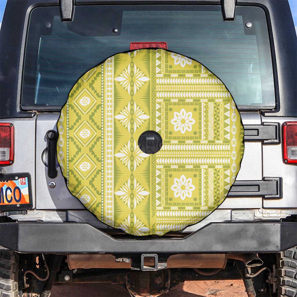 Fiji Masi All Yellow Spare Tire Cover Tapa Pattern - Polynesian Pride