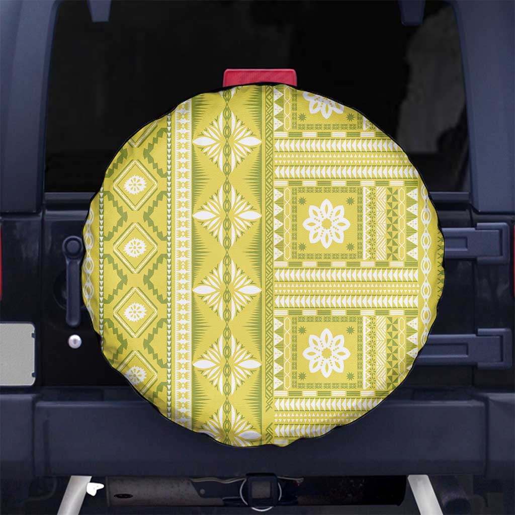Fiji Masi All Yellow Spare Tire Cover Tapa Pattern - Polynesian Pride