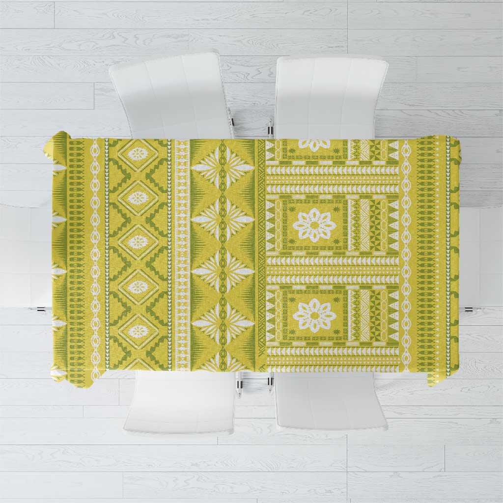 Fiji Masi All Yellow Tablecloth Tapa Pattern LT01 Yellow - Polynesian Pride