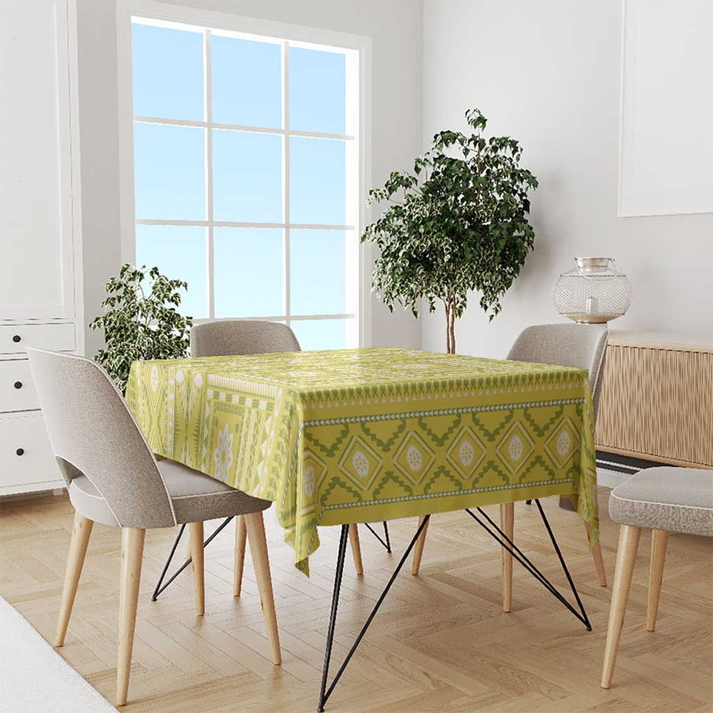 Fiji Masi All Yellow Tablecloth Tapa Pattern LT01 - Polynesian Pride