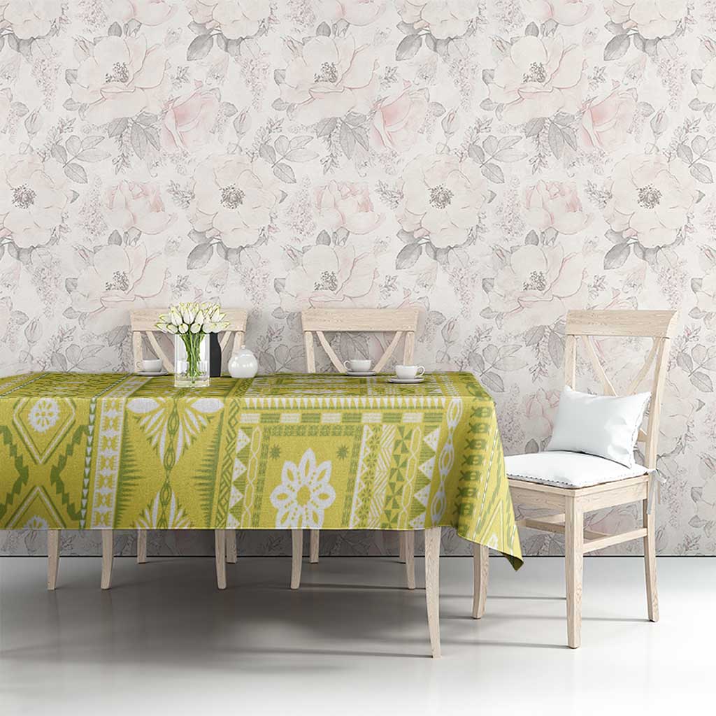 Fiji Masi All Yellow Tablecloth Tapa Pattern LT01 - Polynesian Pride