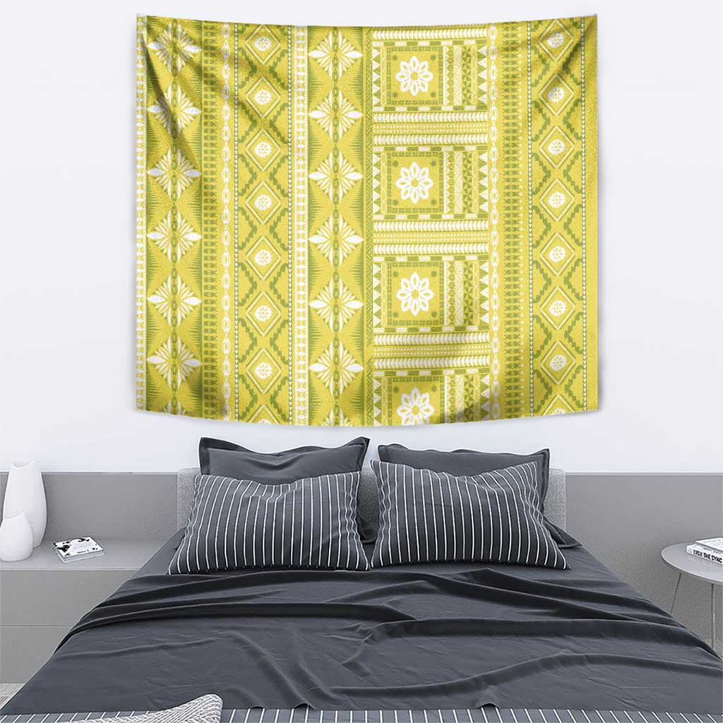 Fiji Masi All Yellow Tapestry Tapa Pattern LT01 - Polynesian Pride