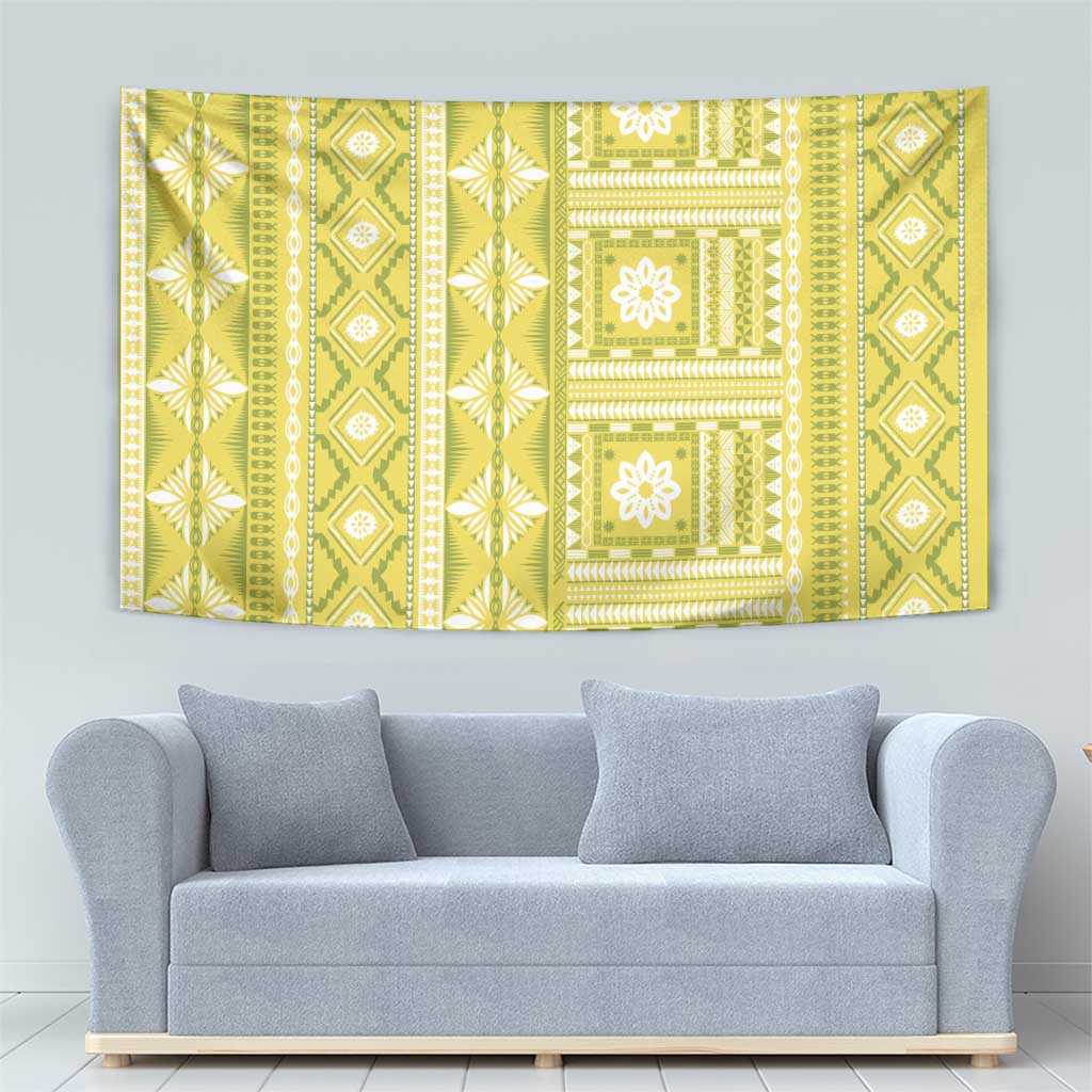 Fiji Masi All Yellow Tapestry Tapa Pattern LT01 - Polynesian Pride