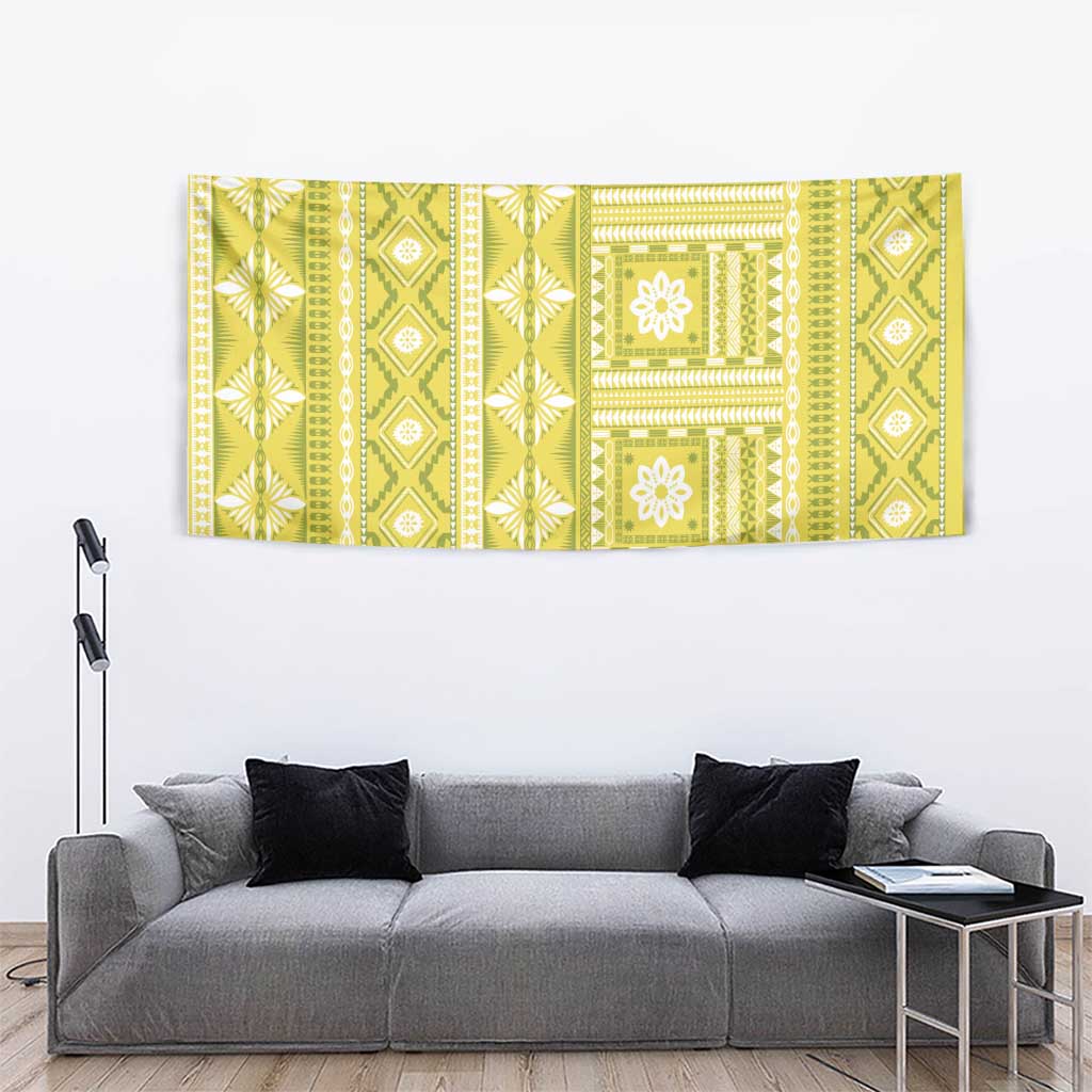 Fiji Masi All Yellow Tapestry Tapa Pattern LT01 - Polynesian Pride