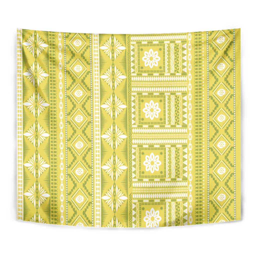 Fiji Masi All Yellow Tapestry Tapa Pattern LT01 - Polynesian Pride