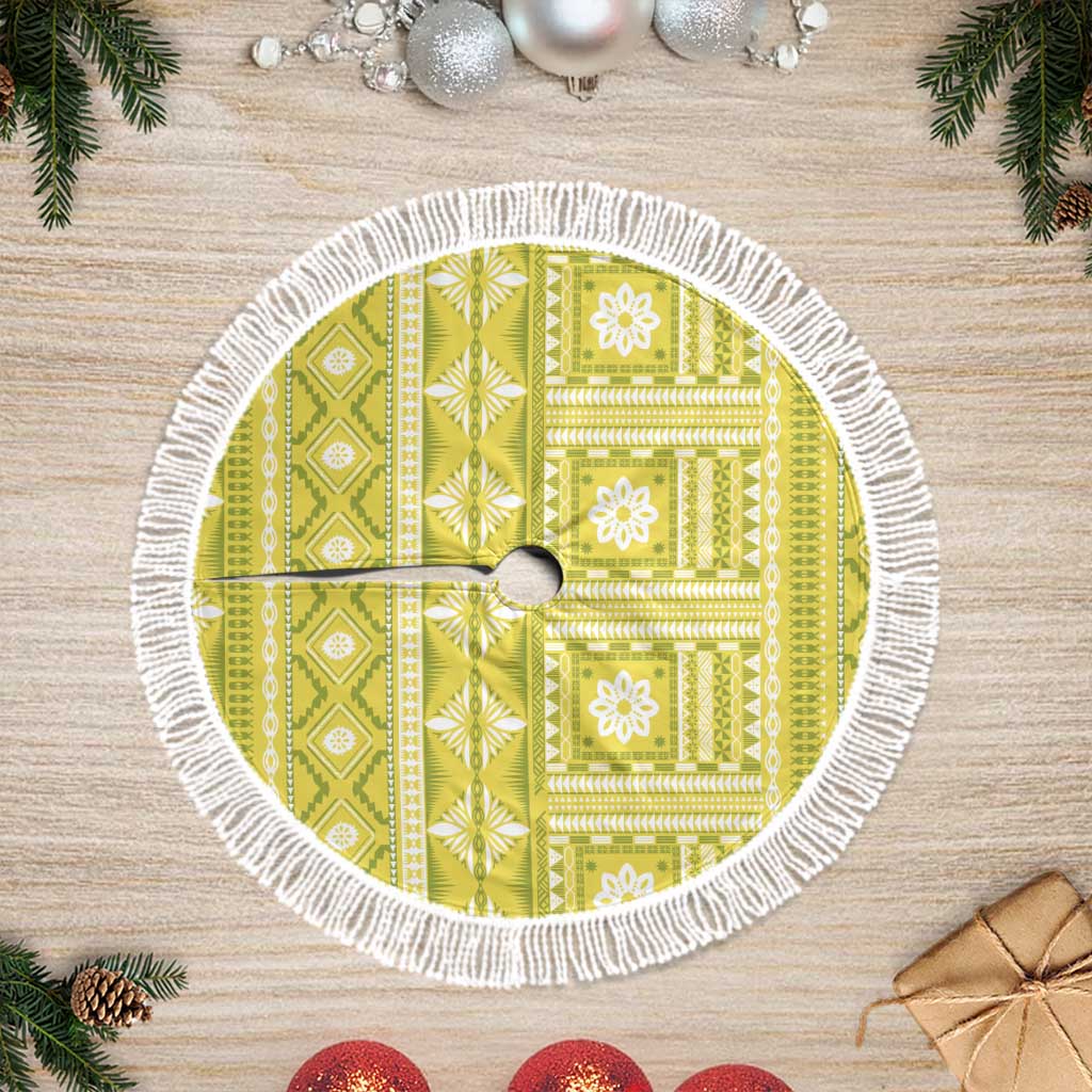 Fiji Masi All Yellow Tree Skirt Tapa Pattern - Polynesian Pride