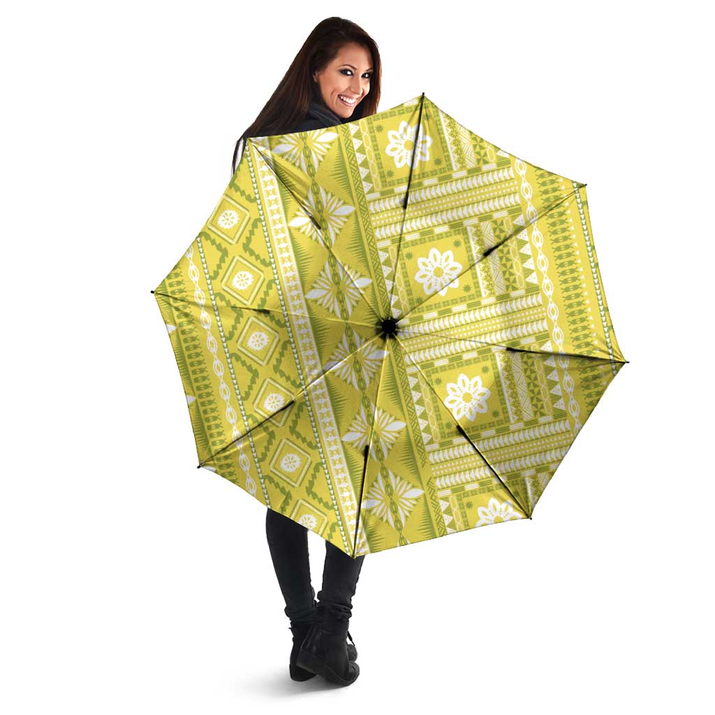 Fiji Masi All Yellow Umbrella Tapa Pattern - Polynesian Pride