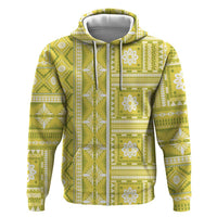 Fiji Masi All Yellow Zip Hoodie Tapa Pattern LT01 Zip Hoodie Yellow - Polynesian Pride