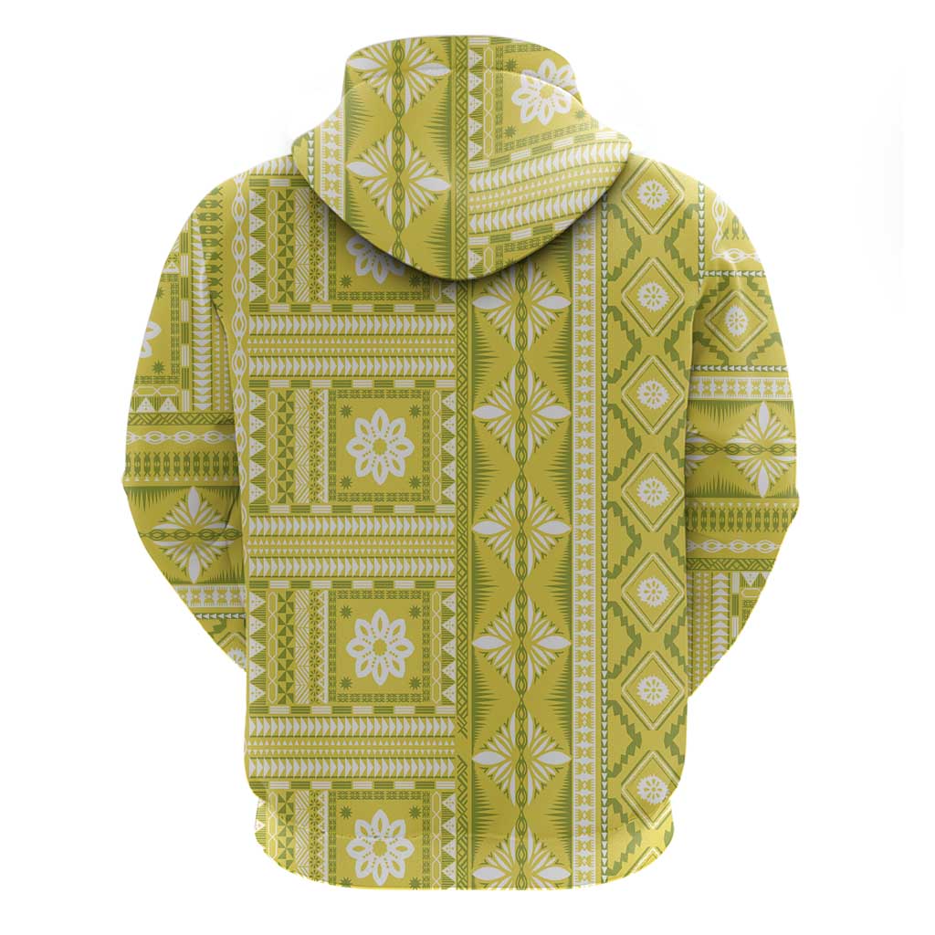 Fiji Masi All Yellow Zip Hoodie Tapa Pattern LT01 - Polynesian Pride