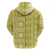 Fiji Masi All Yellow Zip Hoodie Tapa Pattern LT01 - Polynesian Pride